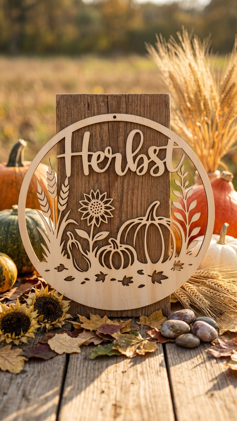 Filigranes Holzschild "Herbst"