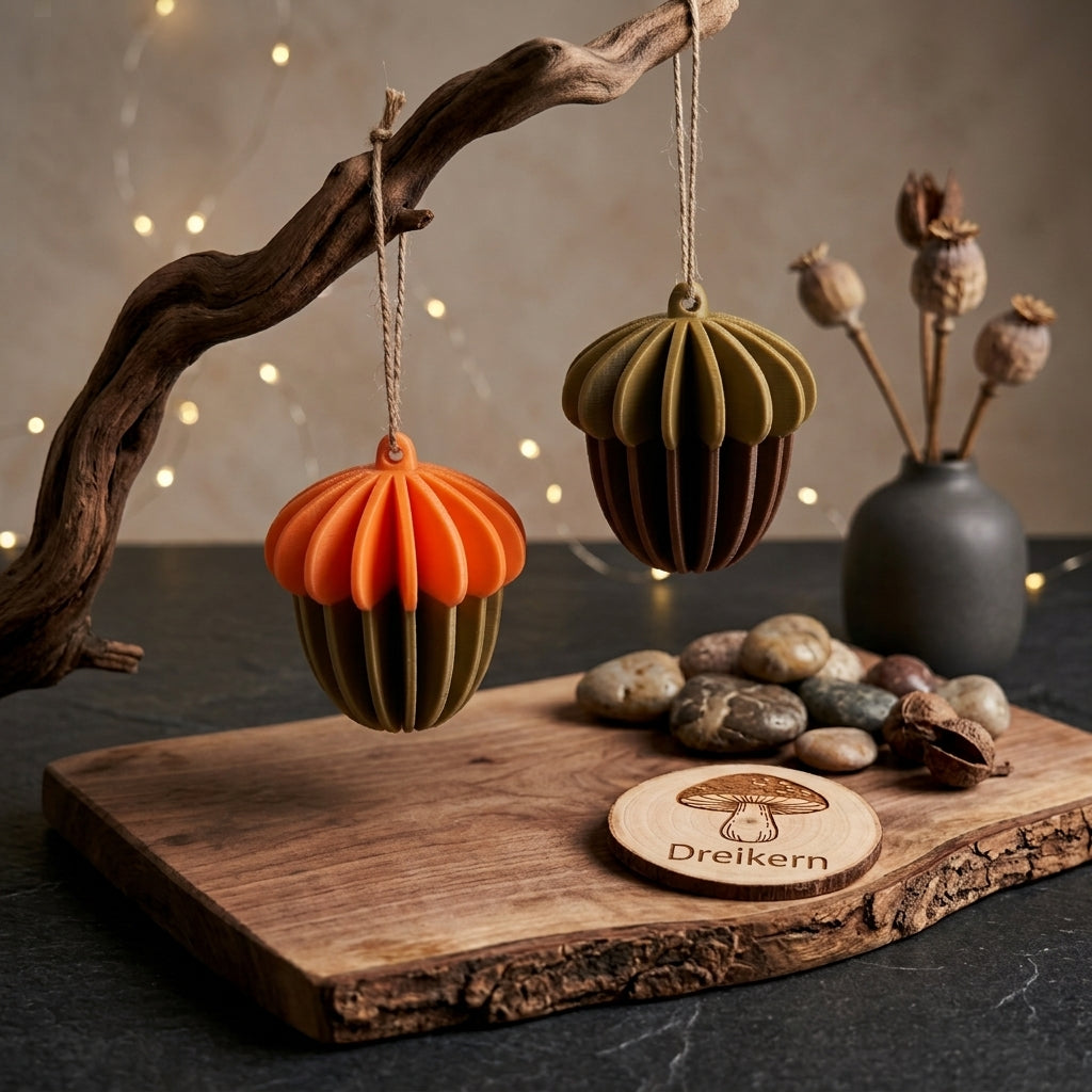 3D-Plissee-Eicheln im Set – Elegante Skandi-Dekoration